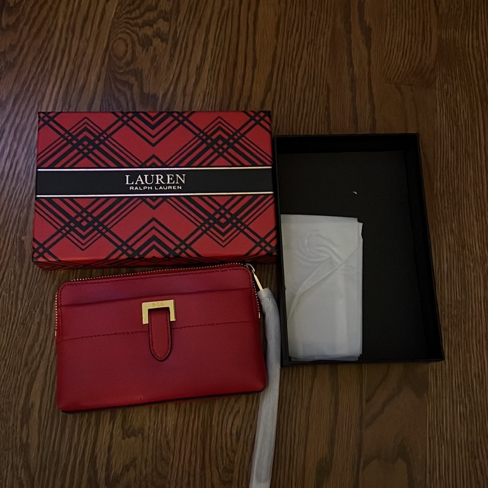 Ralph Lauren red leather wristlet